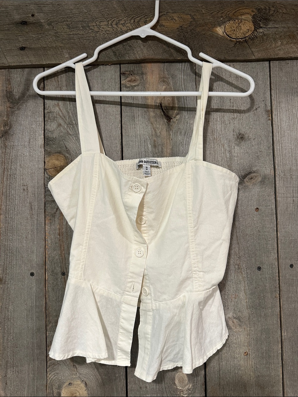 Urban Outfitters Cream Button-Front Peplum Camisole